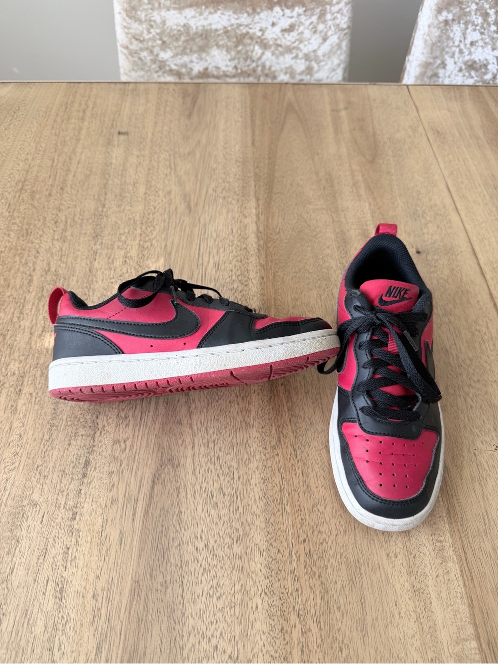 Nike Court Borough Low Recraft Sneaker - Kids 3.5Y Red and Black